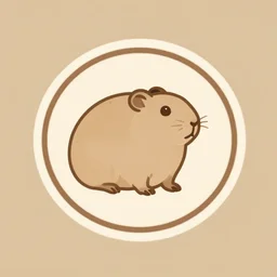 circular logo of a jerboa in a minimalist style, sand color, beige and brown
