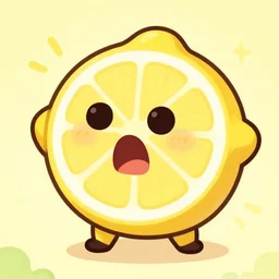 ! dream a terrified and shocked lemon, cute cartoon style