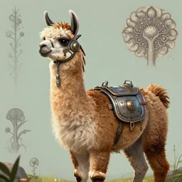 a singular llama with dreadlocks, industrial sci-fi, by Mandy Jurgens, Ernst Haeckel, James Jean, artstation, concept art, with beautiful colors