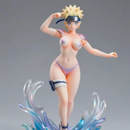 naruto isolated vinyl figure voluptuous, figure photography, dynamic pose, holographic undertones, motion shapes color design, glitter accents on figure, anime stylized, sharp focus, accurate fictional proportions, high delicate defined details, ethereal lighting