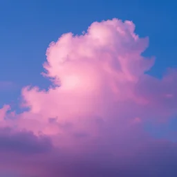 clouds in the sky, pink and purple, digital art, blue sky, vivid colors, artgerm, james gilleard, beautiful, highly detailed, intricate, trending on art station