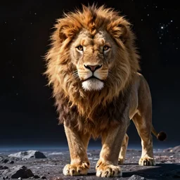 octane render furry lion in space pixar movie poster