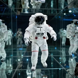 a spaceman in a infinity mirror