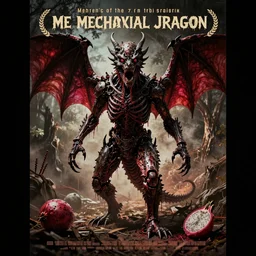 mechanical dragon fruit psychological horror vintage movie poster
