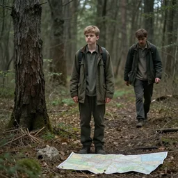 there is a young stalker in the zone, and there is a grove, and not a small one, but it is not on the map, it is not known how to get around, and here a man walks nearby, realism, maximum details, high quality, good style study, depth of field, focus, a picture of classicism