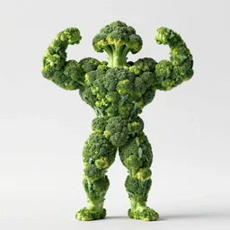 a posing bodybuilder made entirely from broccoli