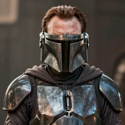 detailed realistic portrait medium shot nicholas cage mandalorian star wars cinematic