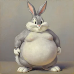obese bugs bunny, oil on canvas