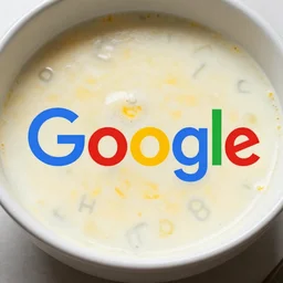 google logo in the soup of alphabets