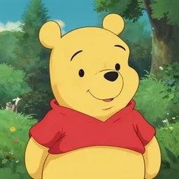 winnie the pooh as anime character, ghibli, illustration