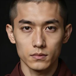 perfect shot of detailed face and realistic eyes of andy samberg short hair as an ascetic monk meditating