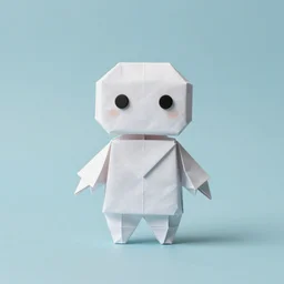 a robot made of origami, cute, artwork