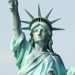 digital art, young woman that looks exactly like Statue of Liberty, trending on artstation