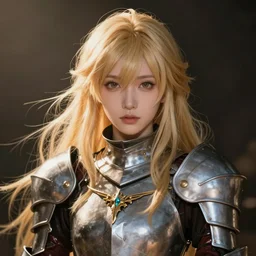 a beautiful blond knight girl anime character