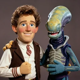 photograph of Ripley and a xenomorph as muppets 1980s