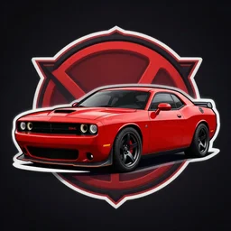 logo of a red dodge challenger, mopar, black, red, professional artwork, concept art, artgerm, sakimichan, dark background, colorful, highly detailed, 4k, sharp focus,