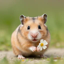 a hamster wearing a flower