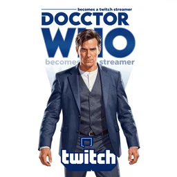 comic book cover for'doctor who becomes a twitch streamer ', art by alex ross