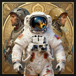 symmetry!! portrait of an astronaut with kerala motifs, horizon zero dawn machine, intricate, elegant, highly detailed, digital painting, artstation, concept art, smooth, sharp focus, illustration, art by artgerm and greg rutkowski and alphonse mucha, 8 k