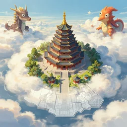 floor plan map of a temple in the clouds, by greg rutkowski and james gurney, trending on artstation