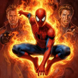 a highly detailed flaming!! painting of peter parker, by james gurney, greg rutkowski, by craig mullins