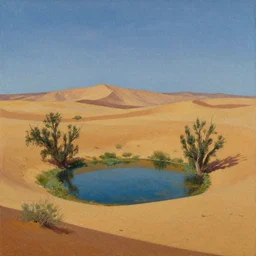 Desert valley oasis in the style of Hudson River College, high texture and contrast