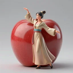 figurine of apple wearing elegant robes, personification, dynamic pose, detailed product photo, featured on amiami, 8 k, 8 5 mm, f. 1 4, beautiful composition,