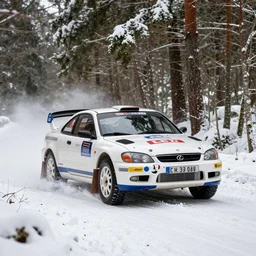 a 1 9 9 7 lexus sc 3 0 0, racing through a rally stage in a snowy forest