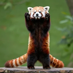 a red panda doing a keg stand