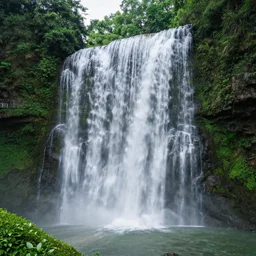 waterfall, lush landscape, hyper-realistic, detailed