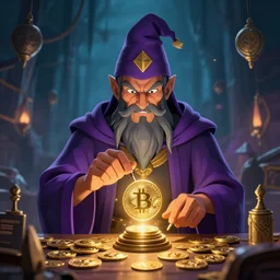A wizard making cryptocurrencies