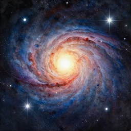 gemini star formation, watercolour oil painting