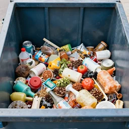 photo of the inside of a dumpster filled with food trash