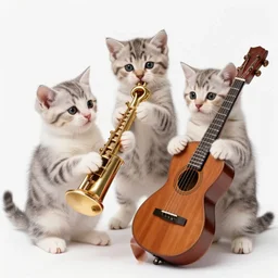 kittens playing musical instruments.