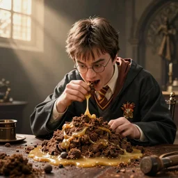 harry potter eating a giant pile of poop and urine.