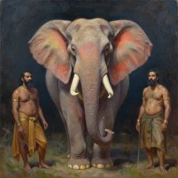 the most incredible elephant god, oil on canvas, by jeffrey catherine jones and enki bilal and winslow homer