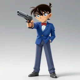 professor layton holding a gun, realistic 4k photograph, low angle, wide shot, fast shutter speed, backlighting, in the style of james bond and sherlock holmes