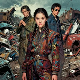 8 5 mm portrait, young pretty woman, scrapyard, plaited hair, intricate clothing, richard avedon, martin schoeller, victor ngai, id magazine, epic scene, david cronenberg, kilian eng vibrant colours, dynamic lighting, intricate illustration, detailed, beksinski, dan mumford, artstation, greg rutkowski, sharp focus, photoreal, 8 k