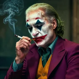 biden as the joker smoking a cigarette, looking depressed, artstation, digital art