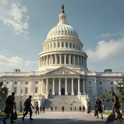 capitol as a fortress against zombies, hyperdetailed, artstation, cgsociety, 8 k