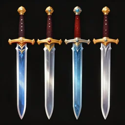 ultra realistic illustration, collection of magic swords 2 d sprites, asset store, rich contrast of colors