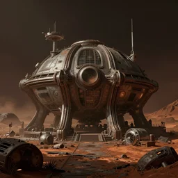 abandoned mars outpost, horror sccene, by Greg Rutkowski and Gaston Bussiere, dim lighting, beautiful volumetric-lighting-style atmosphere, futuristic atmosphere, intricate, detailed, photorealistic imagery, artstation