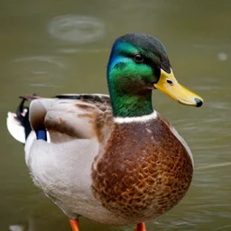 a mallard duck but with tiger fur. Dlsr photo