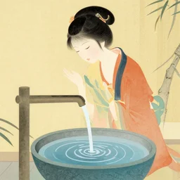 water fountain of wellness, japanese art