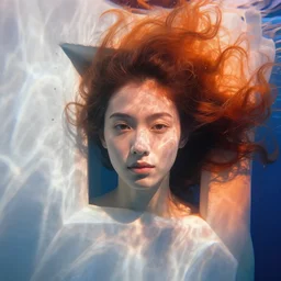 mesmerizing hyperrealistic underwater photo of very beautiful white wall with beautiful contrast of light and shadow, orange to blue gradient, immense detail, surreal, front elevation, optical illusion, close - up, in focus,
