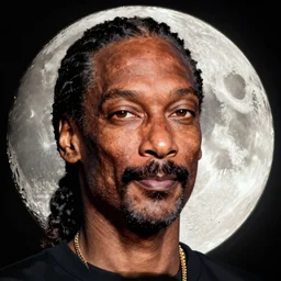 the face of Snoop Dogg covers the entire surface of the moon