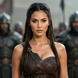 Olivia Culpo as chinese warrior princess at the battle of helms deep, background: battle scene, clear makeup, clean hair, dry skin, clear skin, airbrushed, bright eye makeup, warrior body, photo by mario testino, 8k octane render, cinematic, hyper detailed, micro details, insanely detailed, trending on artstation, concept art
