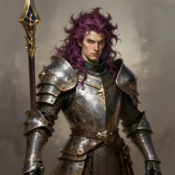 dungeons and dragons commission portrait. Paladin with chaotic hair