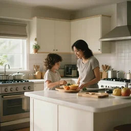 1 9 9 0 s candid 3 5 mm photo of a beautiful day in the family kitchen, cinematic lighting, a japanese pagoda temple bursts through the floor, a pagoda is in the living room, cinematic look, golden hour, uhd