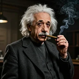 albert einstein smoking a blunt, gta artstyle, wide shot, dramatic lighting, octane render, hyperrealistic, high quality, HD, cinematic
